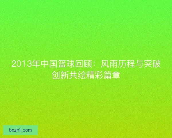 2013年中国篮球回顾：风雨历程与突破创新共绘精彩篇章